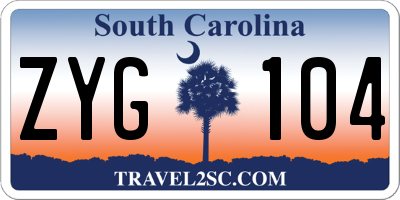 SC license plate ZYG104