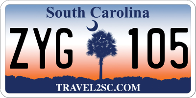 SC license plate ZYG105