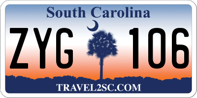 SC license plate ZYG106