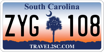 SC license plate ZYG108