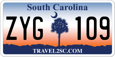 SC license plate ZYG109