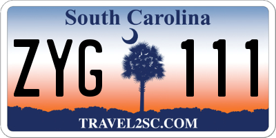 SC license plate ZYG111