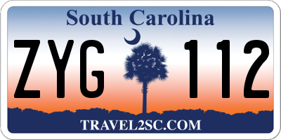 SC license plate ZYG112
