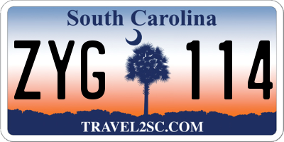 SC license plate ZYG114