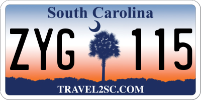 SC license plate ZYG115