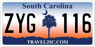 SC license plate ZYG116