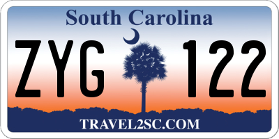 SC license plate ZYG122