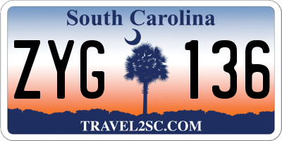 SC license plate ZYG136