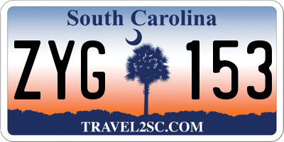 SC license plate ZYG153