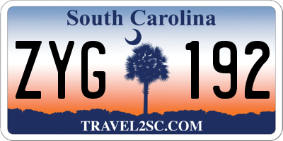 SC license plate ZYG192