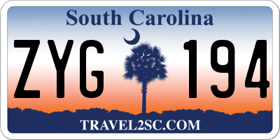 SC license plate ZYG194