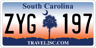 SC license plate ZYG197