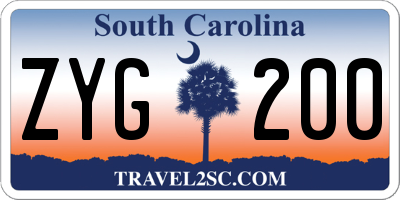 SC license plate ZYG200