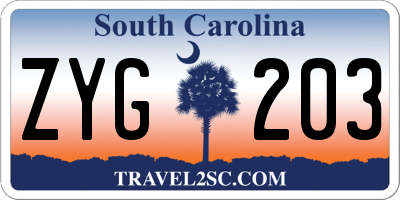 SC license plate ZYG203