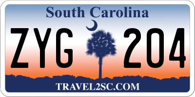 SC license plate ZYG204