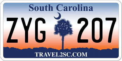 SC license plate ZYG207