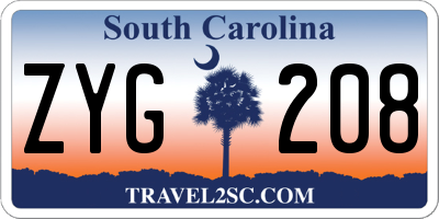 SC license plate ZYG208