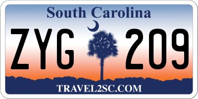 SC license plate ZYG209
