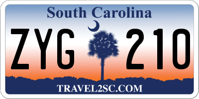 SC license plate ZYG210