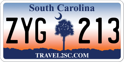 SC license plate ZYG213