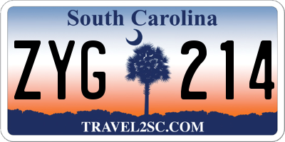 SC license plate ZYG214