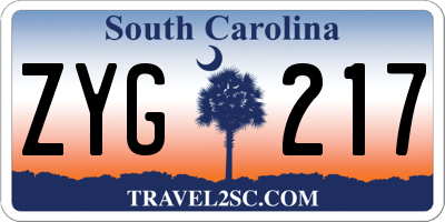 SC license plate ZYG217