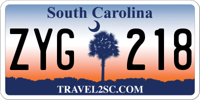 SC license plate ZYG218