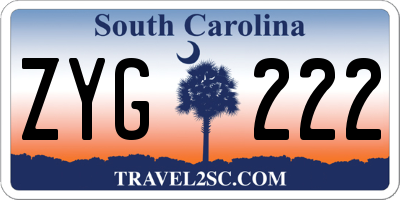SC license plate ZYG222