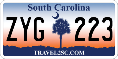 SC license plate ZYG223