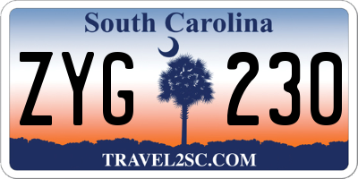 SC license plate ZYG230