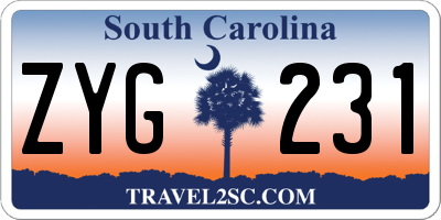 SC license plate ZYG231