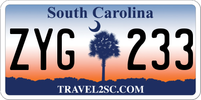 SC license plate ZYG233