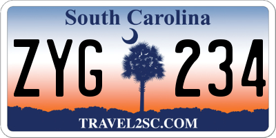 SC license plate ZYG234