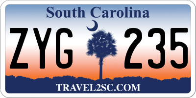 SC license plate ZYG235