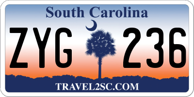 SC license plate ZYG236
