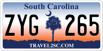 SC license plate ZYG265