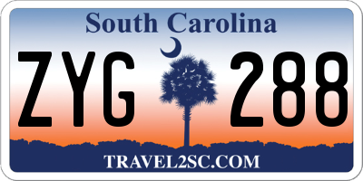SC license plate ZYG288