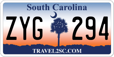 SC license plate ZYG294