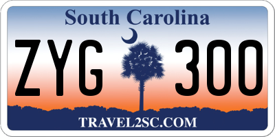 SC license plate ZYG300