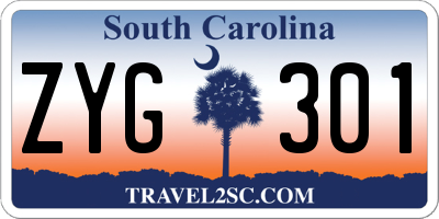 SC license plate ZYG301
