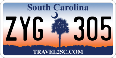 SC license plate ZYG305