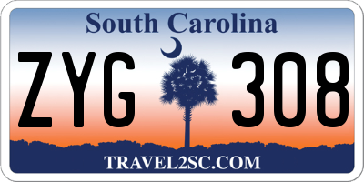 SC license plate ZYG308