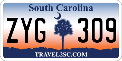 SC license plate ZYG309