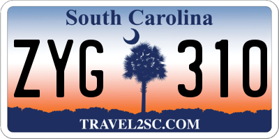 SC license plate ZYG310