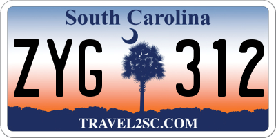 SC license plate ZYG312