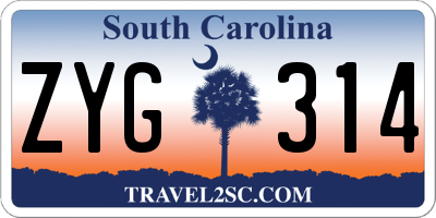 SC license plate ZYG314