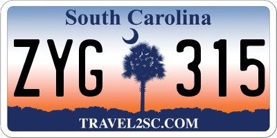 SC license plate ZYG315