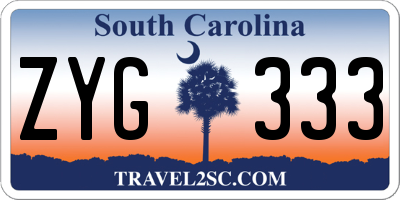 SC license plate ZYG333