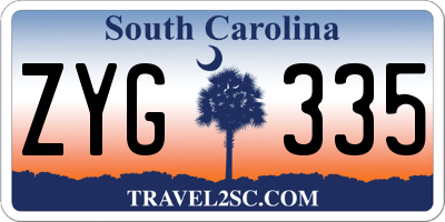 SC license plate ZYG335