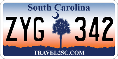 SC license plate ZYG342